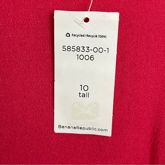 Banana Republic NWT Pink Dress Shortsleeved Pockets Linen Poly Rayon Sz.10-Tall - Picture 8 of 10
